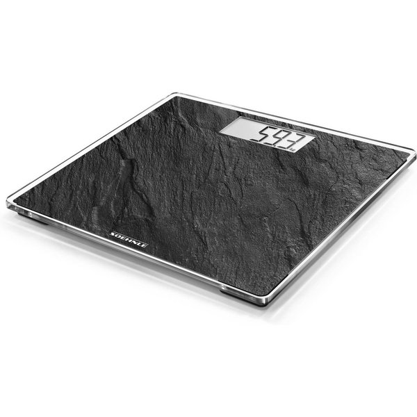 Soehnle Personenwaage Style Sense Compact 300 Slate, 1-tlg., LCD-Anzeige, flaches Design, bis 180kg, kg/lb/st, inkl. Batterien