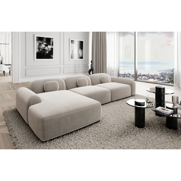 Sofa Dreams Ecksofa Polstersofa Stoff Couch Stoffsofa Modern Sofa Barcelona L Form kurz, Lounge-Sofa