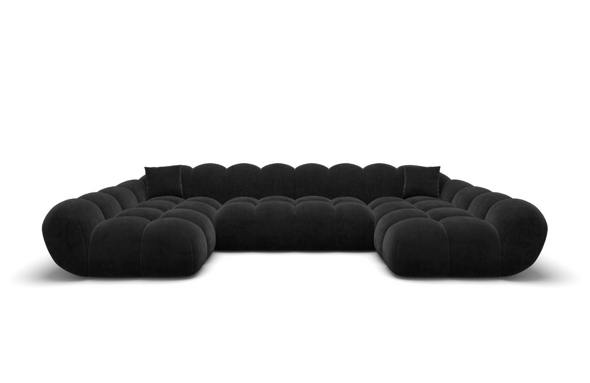 Sofa Dreams Loungesofa Maleron U Form Studio Design Couch, Stoff Wohnlandschaft, 6-Sitzer, Polster Sofa, Samtstoff Bezug Schwarz – Bild 3 von 5