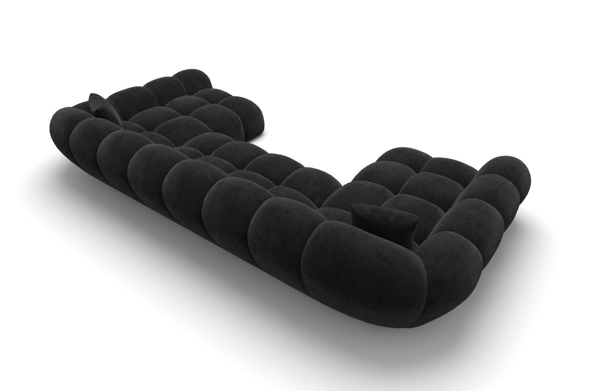 Sofa Dreams Loungesofa Maleron U Form Studio Design Couch, Stoff Wohnlandschaft, 6-Sitzer, Polster Sofa, Samtstoff Bezug Schwarz – Bild 4 von 5