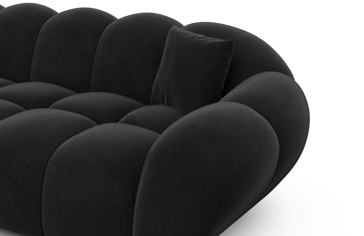 Sofa Dreams Loungesofa Maleron U Form Studio Design Couch, Stoff Wohnlandschaft, 6-Sitzer, Polster Sofa, Samtstoff Bezug Schwarz – Bild 5 von 5