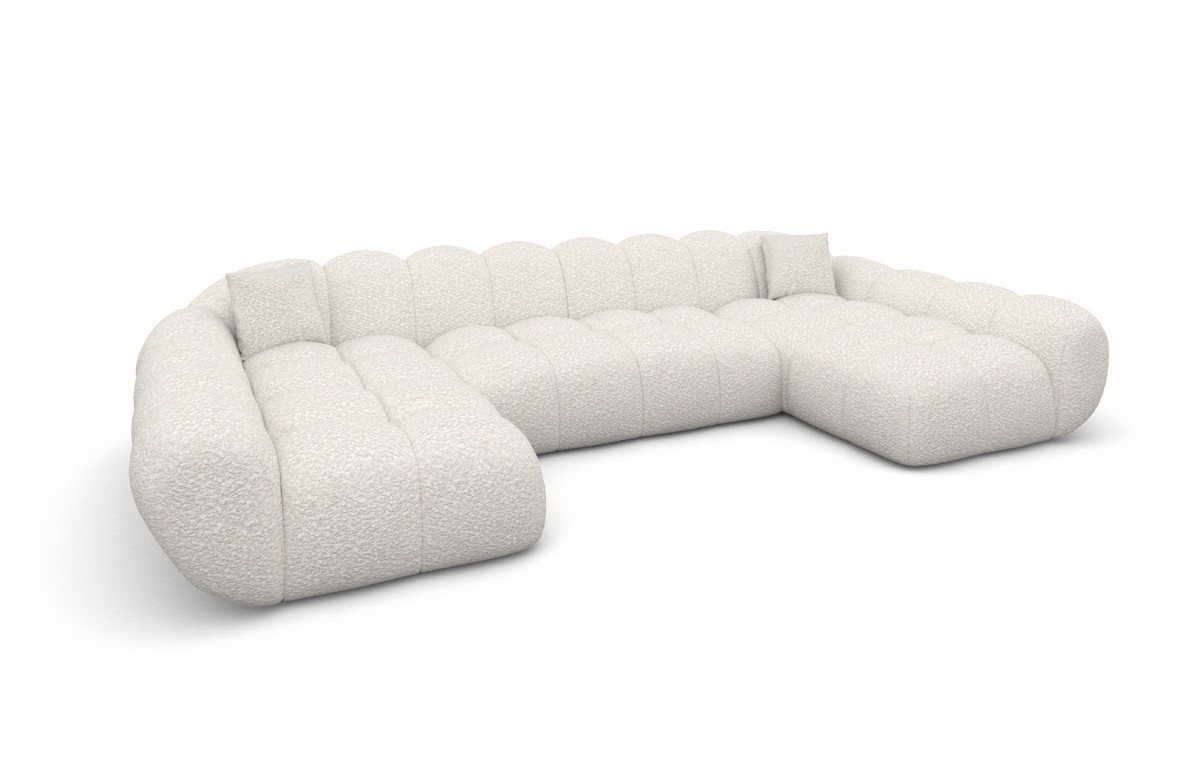 Sofa Dreams Loungesofa Maleron U Form Studio Design Couch, Sofa Wohnlandschaft, 6-Sitzer, Boucléstoff Bezug in Weiß – Bild 2 von 5