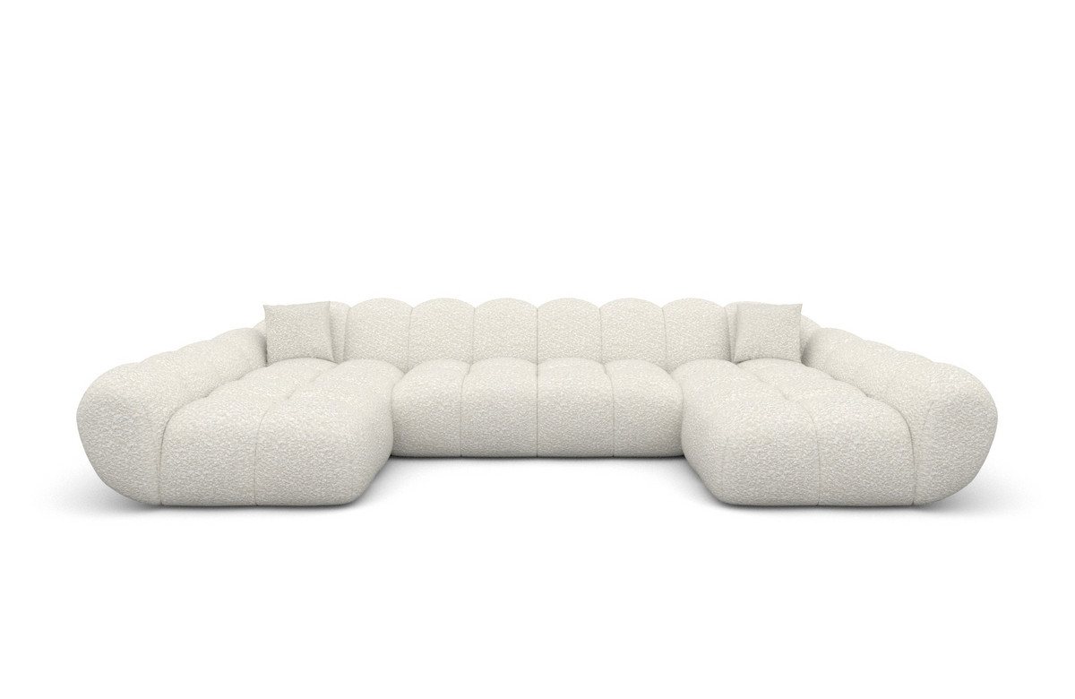 Sofa Dreams Loungesofa Maleron U Form Studio Design Couch, Sofa Wohnlandschaft, 6-Sitzer, Boucléstoff Bezug in Weiß – Bild 3 von 5