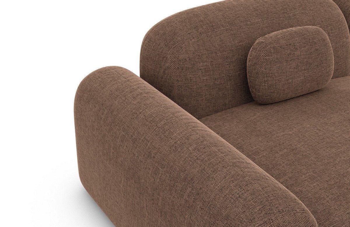 Sofa Dreams Wohnlandschaft Barcelona U Form Stoffsofa 6-Sitzer, Lounge Couch Strukturstoff Braun Ottomane links – Bild 5 von 5