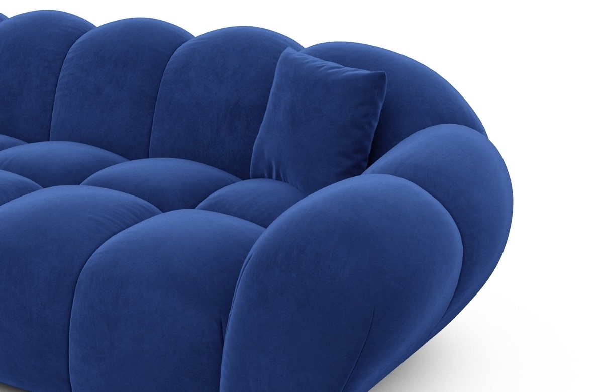 Sofa Dreams Wohnlandschaft Maleron U Form Design Stoffsofa, Stoff Polsterecke, 6-Sitzer, Ottomane rechts, Samtstoff Dunkelblau – Bild 5 von 5
