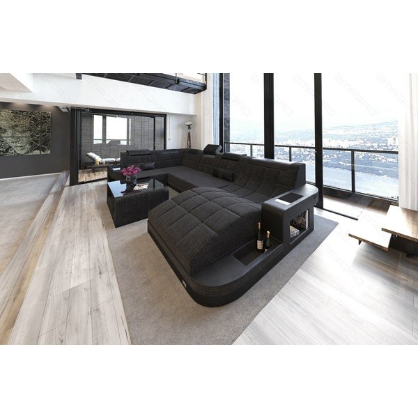 Sofa Dreams Wohnlandschaft Polster Stoffsofa Wave U Form H Strukturstoff Sofa, Couch wahlweise mit Bettfunktion