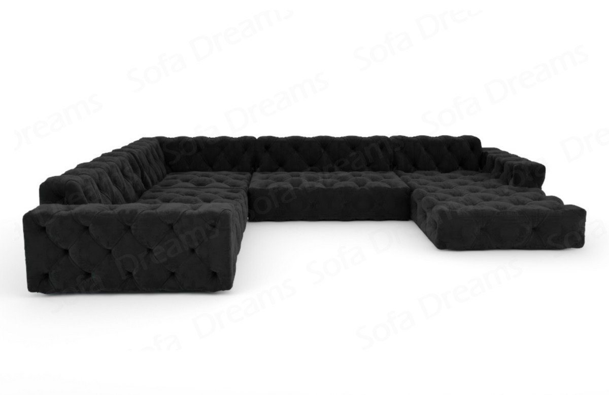 Sofa Dreams Sofa Stoff Samt Designer Samtstoff Sofa Polstersofa Menorca U Form Modern, Chesterfield – Bild 2 von 5