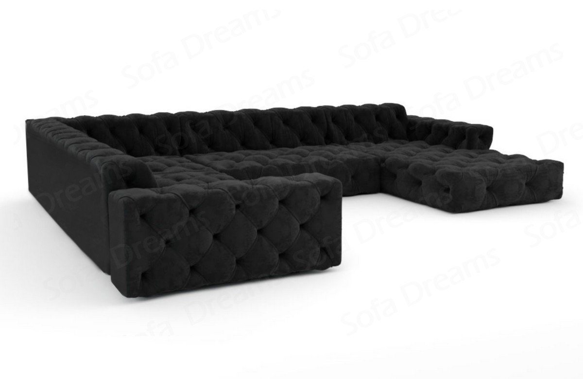 Sofa Dreams Sofa Stoff Samt Designer Samtstoff Sofa Polstersofa Menorca U Form Modern, Chesterfield – Bild 3 von 5
