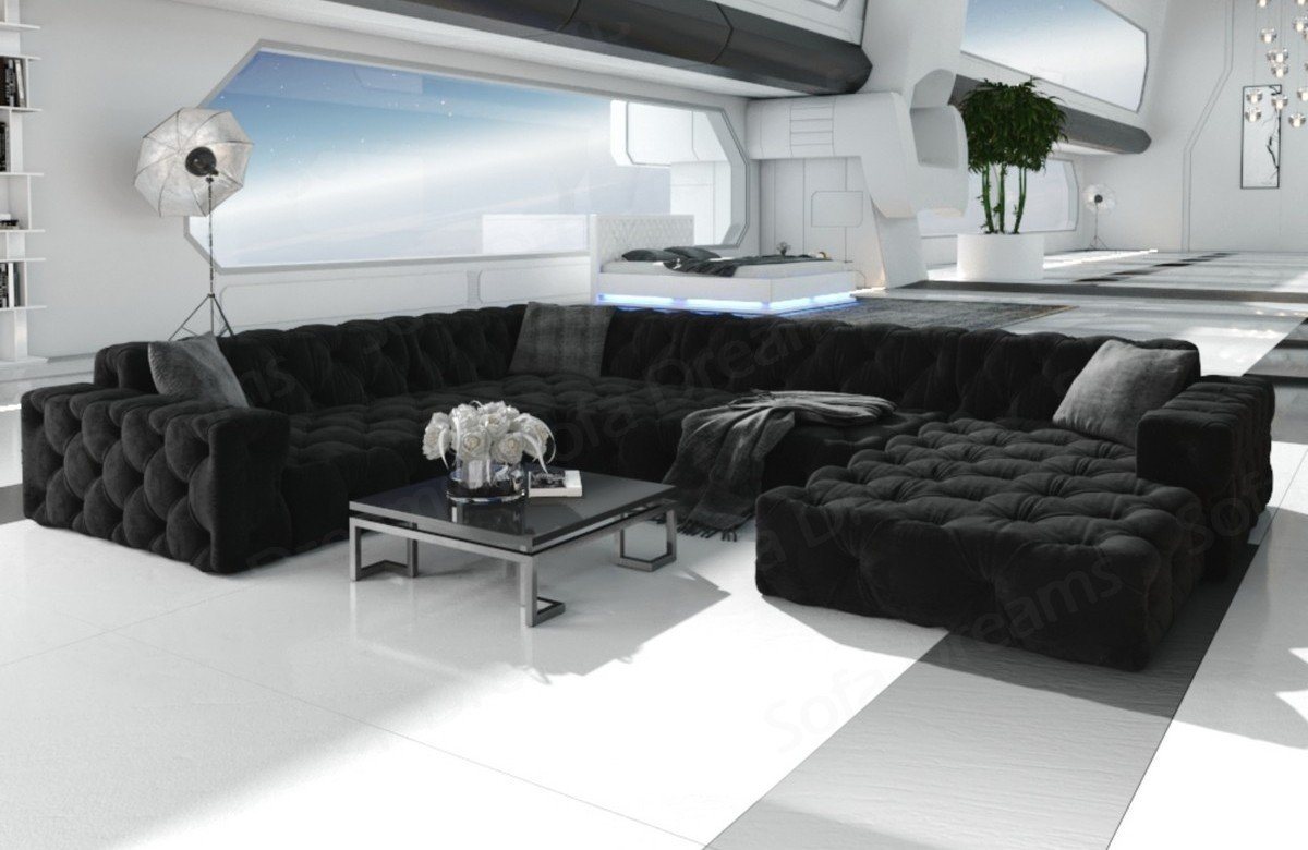 Sofa Dreams Sofa Stoff Samt Designer Samtstoff Sofa Polstersofa Menorca U Form Modern, Chesterfield – Bild 5 von 5