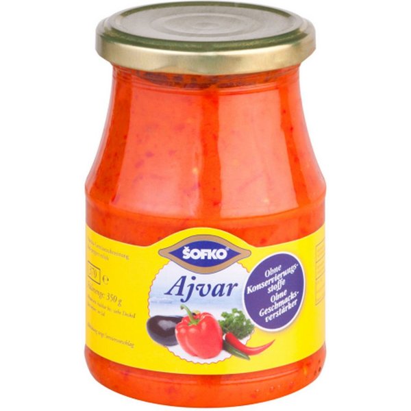 SOFKO Gemüsekonserve, Sofko Ajvar Gemüsezugereitung mit Paprika und Auberginen 370ml