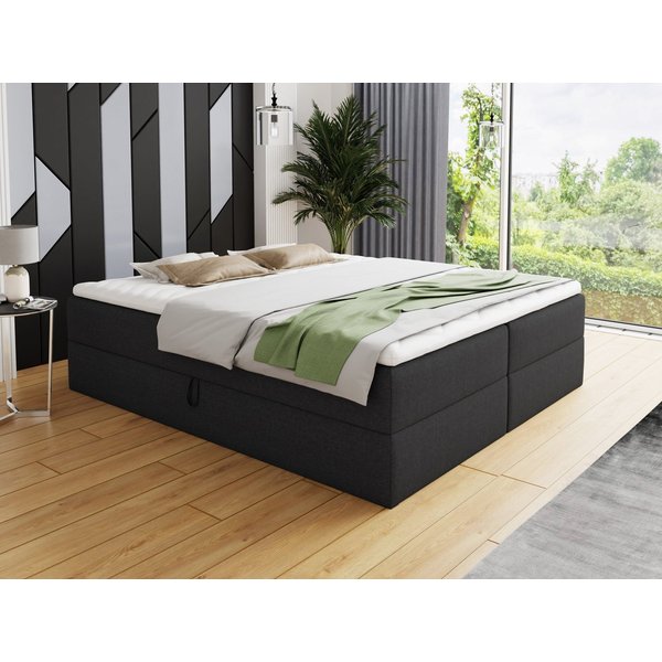 Sofnet Boxbett Base (mit zwei Bettkästen, Bonell-Matratze und Topper), Doppelbett, Polsterbett, Freistehendes Bett, Boxspringbett