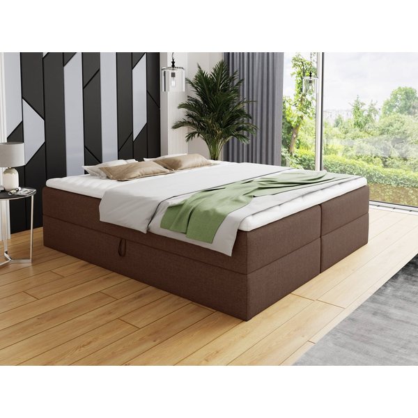 Sofnet Boxbett Base (mit zwei Bettkästen, Bonell-Matratze und Topper), Doppelbett, Polsterbett, Freistehendes Bett, Boxspringbett