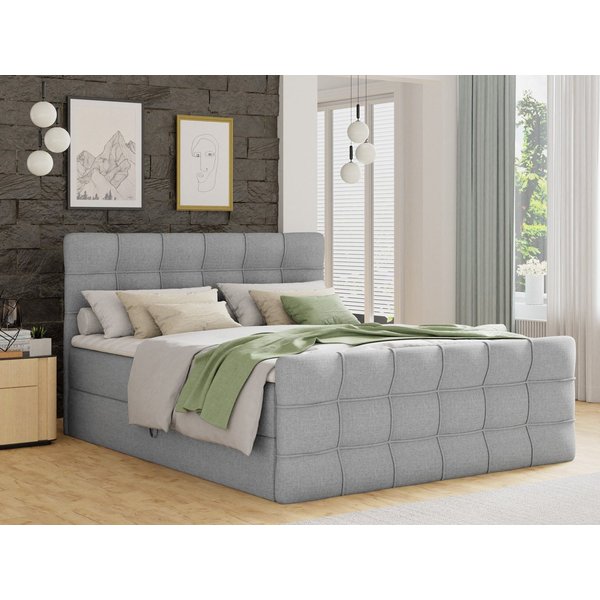 Sofnet Boxbett Best Lux (mit zwei Bettkästen, Bonell-Matratze und Topper), Doppelbett, Polsterbett mit Kopfteil und Fußteil, Boxspringbett