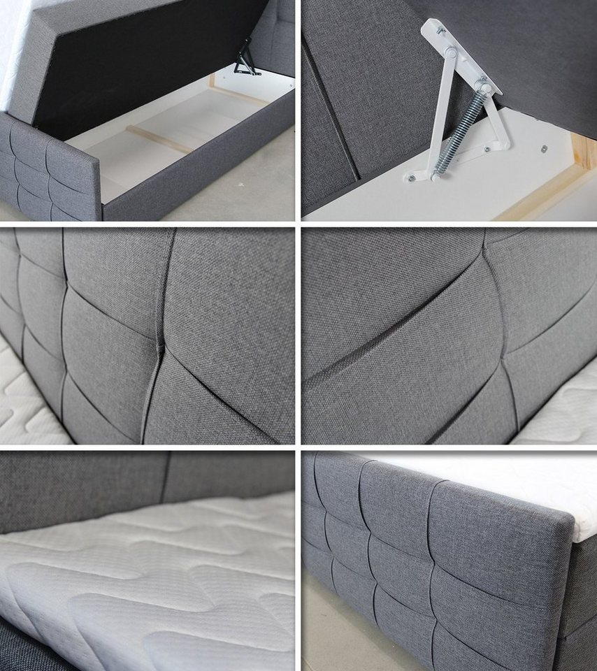Sofnet Boxbett Best Lux (mit zwei Bettkästen, Bonell-Matratze und Topper), Doppelbett, Polsterbett mit Kopfteil und Fußteil, Boxspringbett – Bild 4 von 5