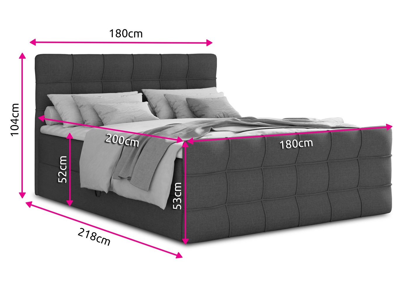 Sofnet Boxbett Best Lux (mit zwei Bettkästen, Bonell-Matratze und Topper), Doppelbett, Polsterbett mit Kopfteil und Fußteil, Boxspringbett – Bild 5 von 5
