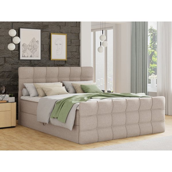 Sofnet Boxbett Best Lux (mit zwei Bettkästen, Bonell-Matratze und Topper), Doppelbett, Polsterbett mit Kopfteil und Fußteil, Boxspringbett