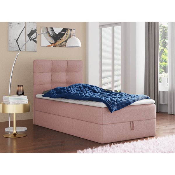Sofnet Boxbett Best Mini (mit Bettkasten, Bonell-Matratze und Topper), Einzelbett, Polsterbett mit Kopfteil, Boxspringbett, Kinderbett