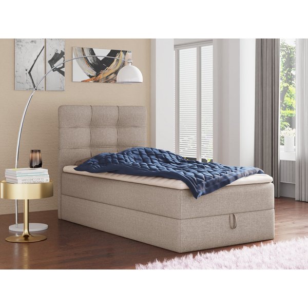 Sofnet Boxbett Best Mini (mit Bettkasten, Bonell-Matratze und Topper), Einzelbett, Polsterbett mit Kopfteil, Boxspringbett, Kinderbett