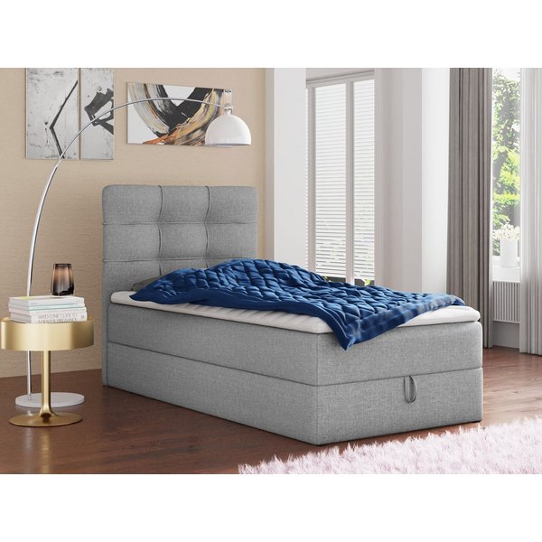 Sofnet Boxbett Best Mini (mit Bettkasten, Bonell-Matratze und Topper), Einzelbett, Polsterbett mit Kopfteil, Boxspringbett, Kinderbett