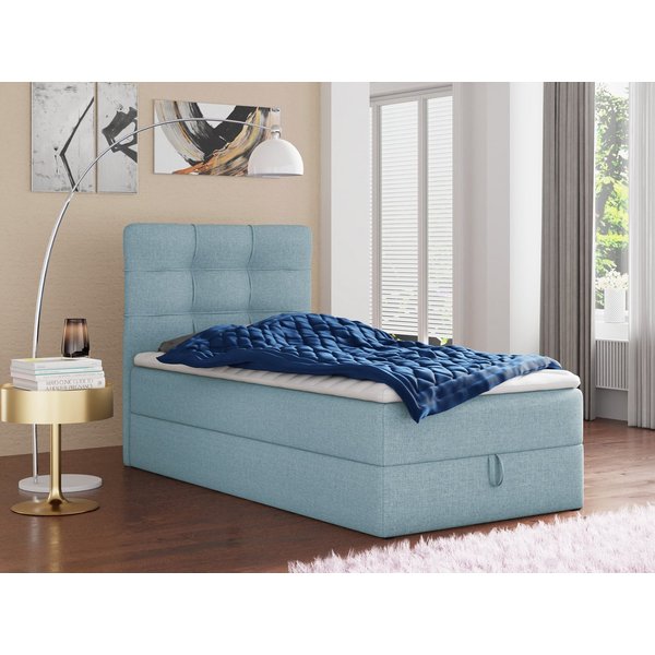 Sofnet Boxbett Best Mini (mit Bettkasten, Bonell-Matratze und Topper), Einzelbett, Polsterbett mit Kopfteil, Boxspringbett, Kinderbett