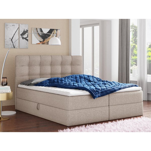 Sofnet Boxbett Best (mit zwei Bettkästen, Bonell-Matratze und Topper), Doppelbett, Polsterbett mit Kopfteil, Boxspringbett