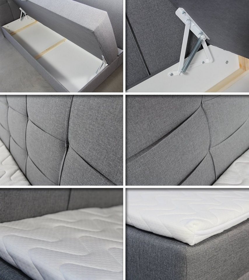 Sofnet Boxbett Best (mit zwei Bettkästen, Bonell-Matratze und Topper), Doppelbett, Polsterbett mit Kopfteil, Boxspringbett – Bild 4 von 5