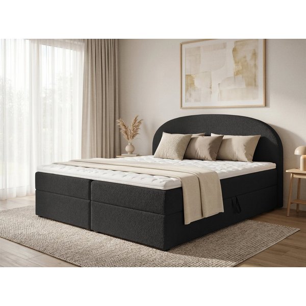 Sofnet Boxbett Cloud (mit zwei Bettkästen, Bonell-Matratze und Topper), Doppelbett, Polsterbett mit Kopfteil, Boxspringbett, Bouclé-Stoff
