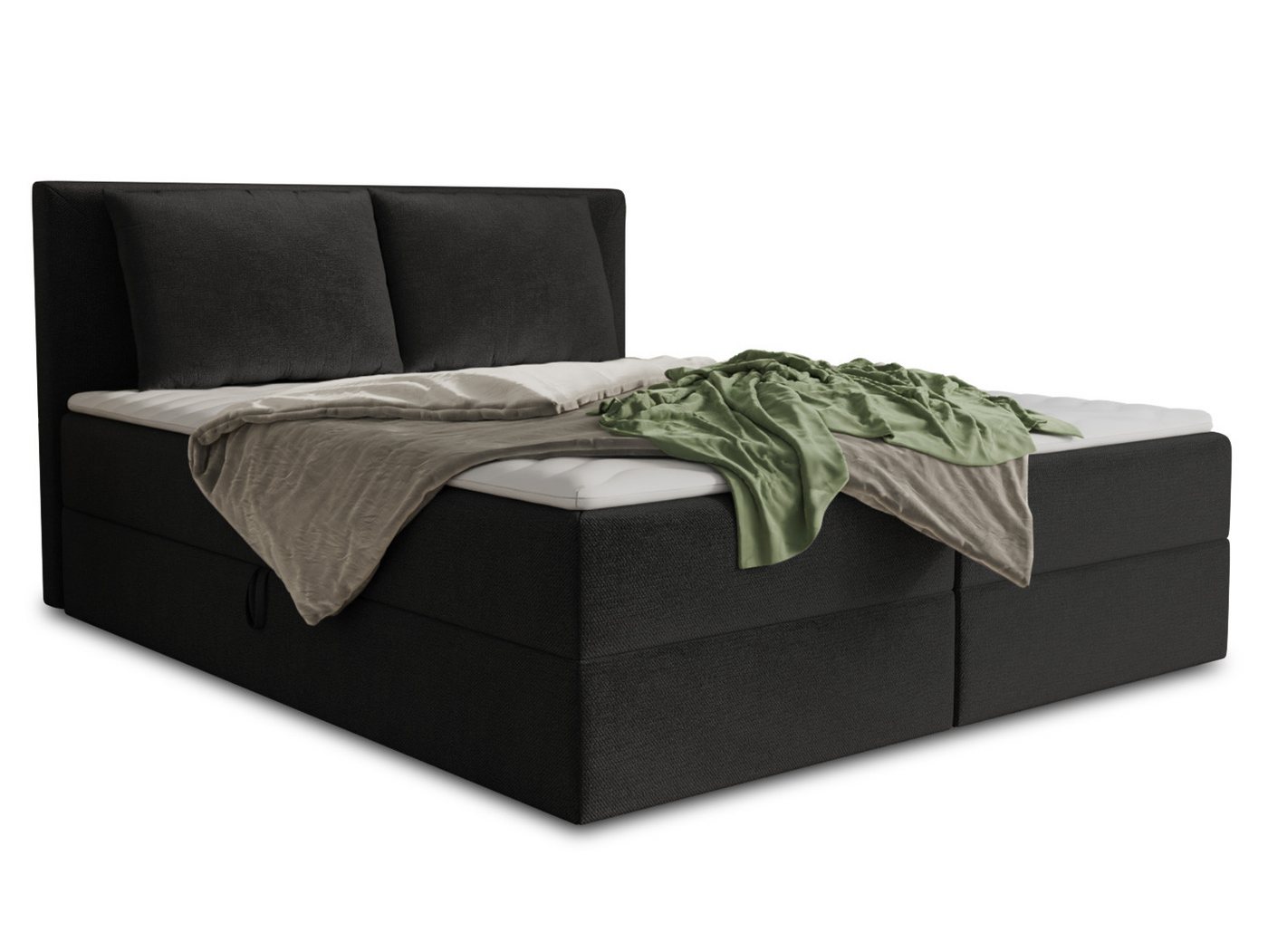 Sofnet Boxbett Egro (mit zwei Bettkästen, Bonell-Matratze und Topper), Doppelbett, Polsterbett mit Kopfteil und Kissen, Boxspringbett – Bild 2 von 5