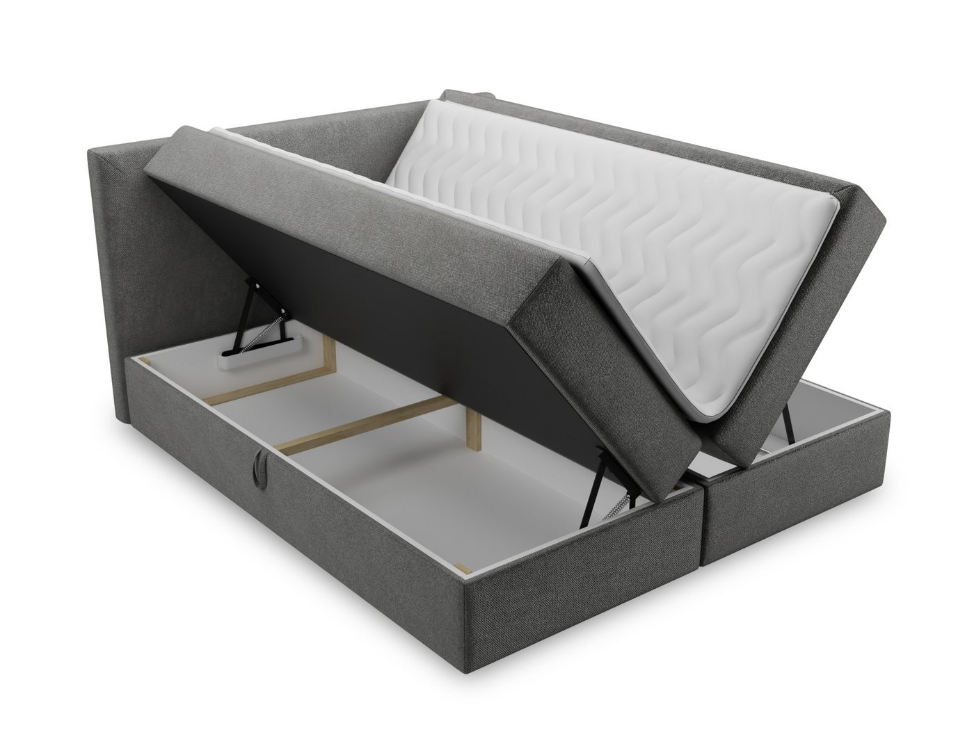 Sofnet Boxbett Egro (mit zwei Bettkästen, Bonell-Matratze und Topper), Doppelbett, Polsterbett mit Kopfteil und Kissen, Boxspringbett – Bild 3 von 5