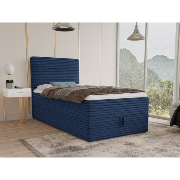 Sofnet Boxbett Mollo Mini (großer Bettkasten, Bonell-Matratze und Topper), Einzelbett, Polsterbett mit Kopfteil, Boxspringbett, Cordstoff