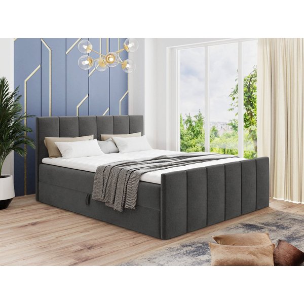 Sofnet Boxbett Star Lux (mit zwei Bettkästen, Bonell-Matratze und Topper), Doppelbett, Polsterbett mit Kopfteil und Fußteil, Boxspringbett
