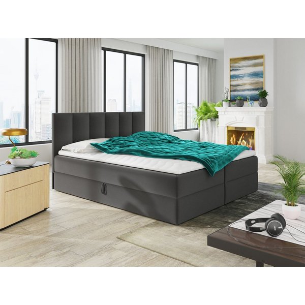 Sofnet Boxbett Star (mit zwei Bettkästen, Bonell-Matratze und Topper), Doppelbett, Polsterbett mit Kopfteil, Boxspringbett