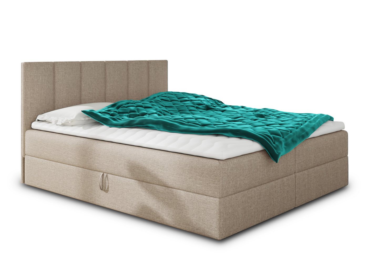 Sofnet Boxbett Star (mit zwei Bettkästen, Bonell-Matratze und Topper), Doppelbett, Polsterbett mit Kopfteil, Boxspringbett – Bild 2 von 5