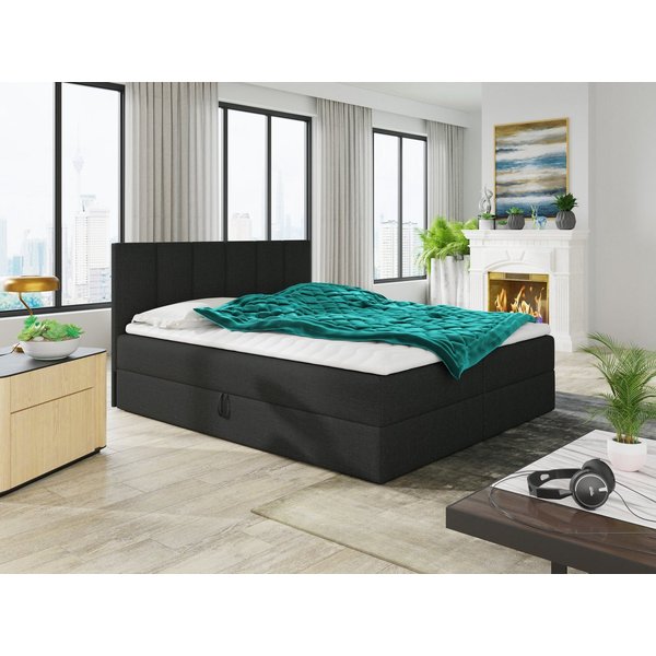 Sofnet Boxbett Star (mit zwei Bettkästen, Bonell-Matratze und Topper), Doppelbett, Polsterbett mit Kopfteil, Boxspringbett
