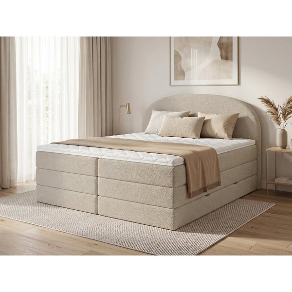 Sofnet Boxspringbett Cloud XL (2x Bettkästen, Bonellfederkern- und Taschenfederkernmatratze, Topper), Polsterbett, Doppelbett, Webstoff, mit Kopfteil, 140/160/1