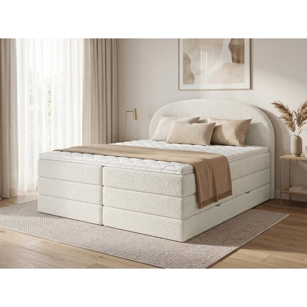 Sofnet Boxspringbett Cloud XL (2x Bettkästen, Bonellfederkern- und Taschenfederkernmatratze, Topper), Polsterbett, Doppelbett, Webstoff, mit Kopfteil, 140/160/1