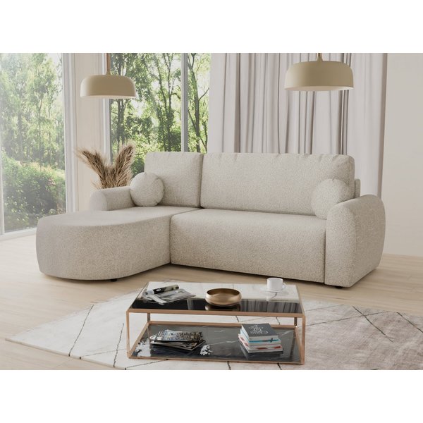 Sofnet Ecksofa Jazz, mit Schlaffunktion und Bettkasten, L-Form Couch, Bouclé-Material, Schlafsofa mit Wellenfeder