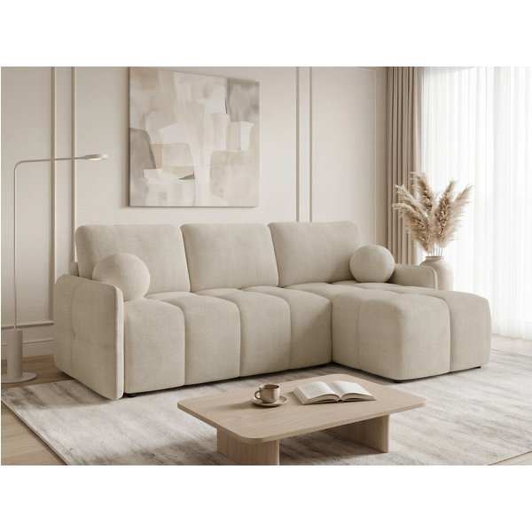 Sofnet Ecksofa Nubo, mit Schlaffunktion und Bettkasten, Schlafsofa mit Wellenfeder, L-Form Couch, Bettfunktion, Bouclé