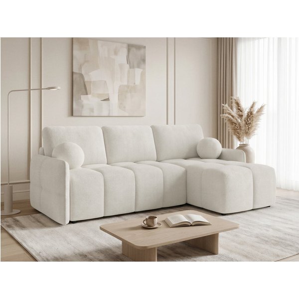 Sofnet Ecksofa Nubo, mit Schlaffunktion und Bettkasten, Schlafsofa mit Wellenfeder, L-Form Couch, Bettfunktion, Bouclé