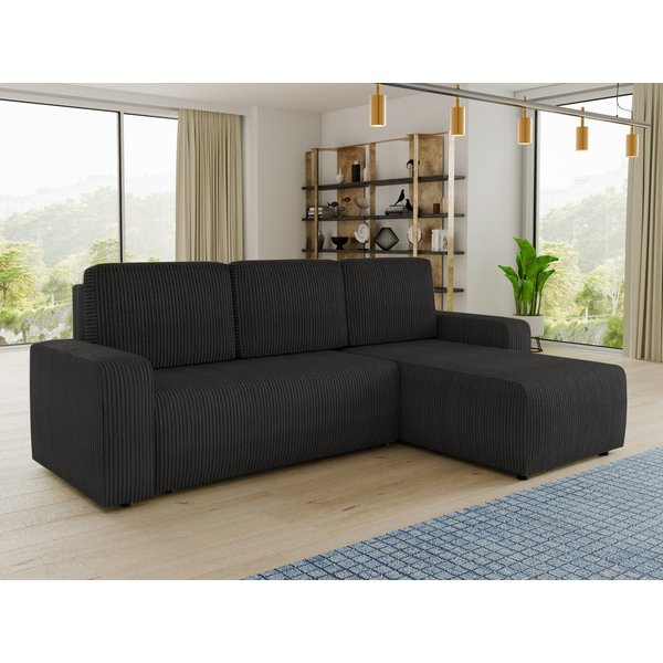 Sofnet Ecksofa Roma L, mit Schlaffunktion und Bettkasten, L-Form Couch, Cord Stoff, Schlafsofa mit Wellenfeder