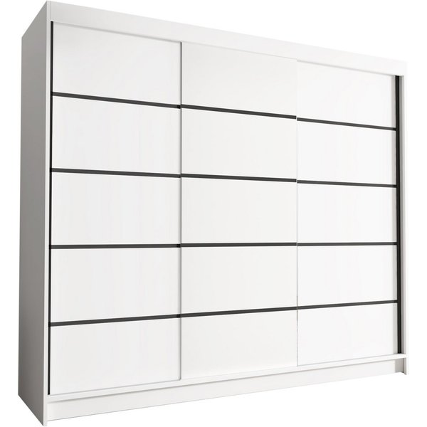 Sofnet Kleiderschrank Davos VII (mit Schiebetüren und Kleiderstange) Schwebetürenschrank mit 3 Türen, Schiebetürenschrank - 250x215x58 cm