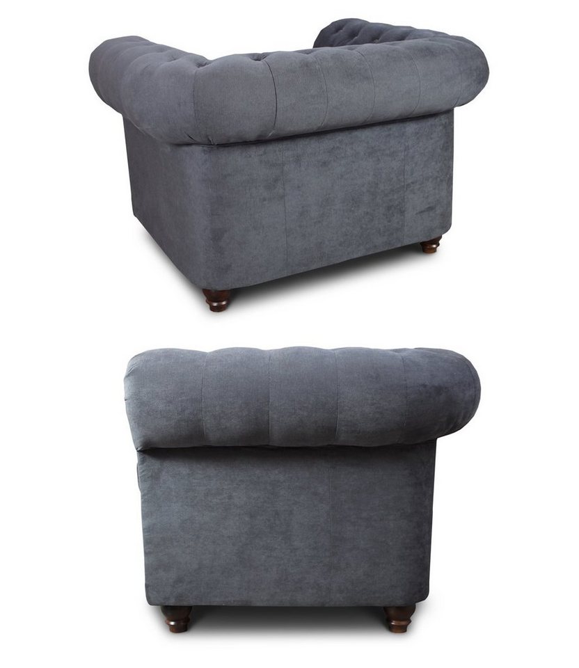 Sofnet Ohrensessel Asti 1, Chesterfield Sessel, Sofagarnitur, Glamour Couch – Bild 2 von 5