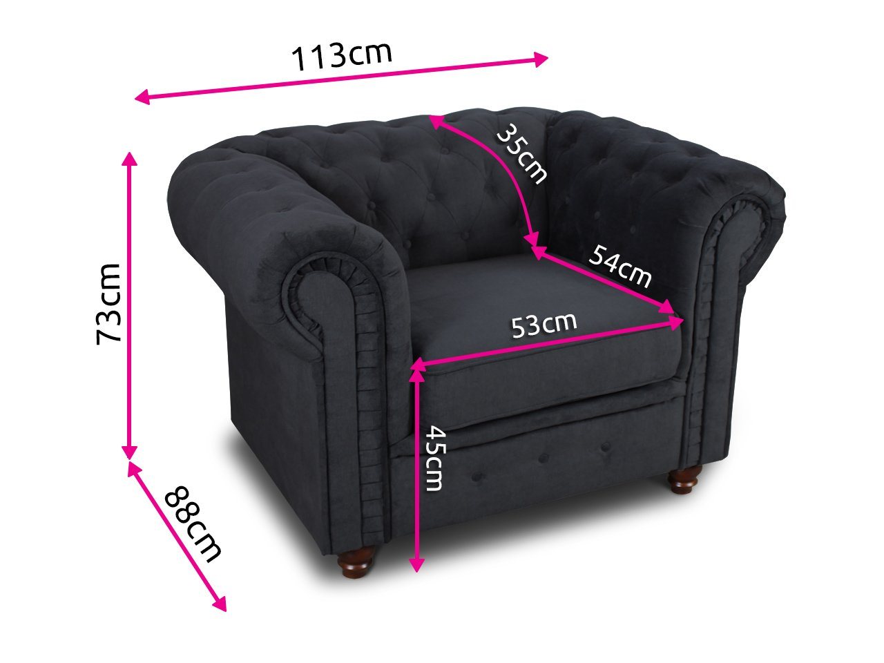 Sofnet Ohrensessel Asti 1, Chesterfield Sessel, Sofagarnitur, Glamour Couch – Bild 5 von 5
