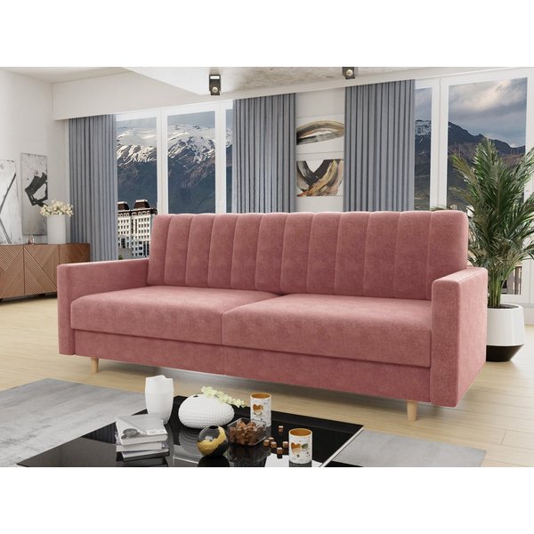 Sofnet Schlafsofa Sara, mit Schlaffunktion und Bettkasten, Bettsofa mit Holzfüße und Wellenfeder