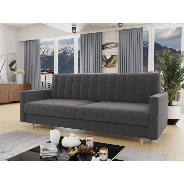 Sofnet Schlafsofa Sara, mit Schlaffunktion und Bettkasten, Bettsofa mit Holzfüße und Wellenfeder