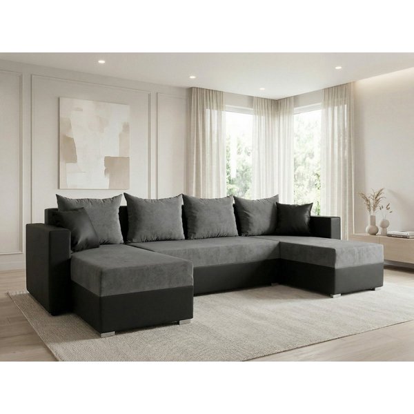Sofnet Wohnlandschaft Beno, mit Schlaffunktion und Bettkasten, Ecksofa, U-Form Couch, Schlafsofa