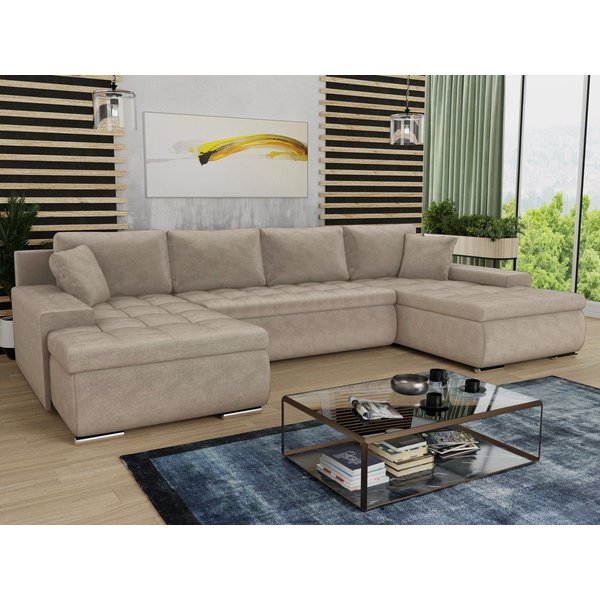 Sofnet Wohnlandschaft Faris U, mit Schlaffunktion und Bettkasten, Ecksofa, U-Form Couch, Schlafsofa mit Wellenfeder