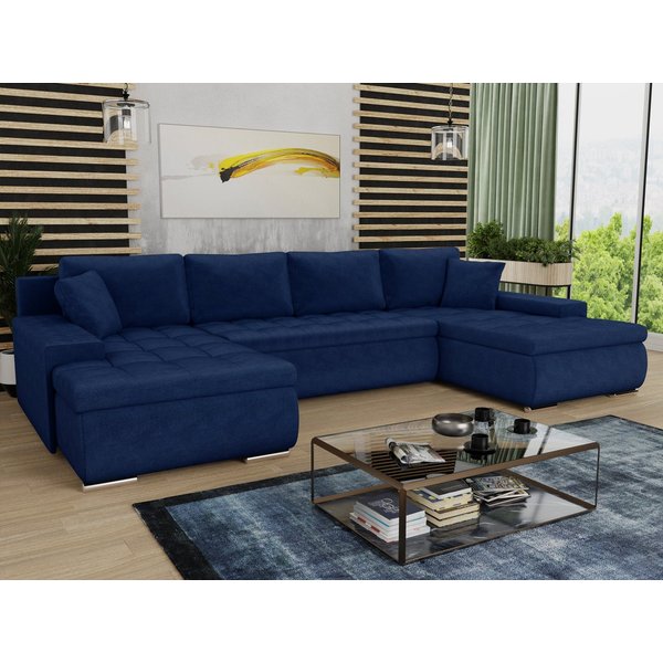 Sofnet Wohnlandschaft Faris U, mit Schlaffunktion und Bettkasten, Ecksofa, U-Form Couch, Schlafsofa mit Wellenfeder