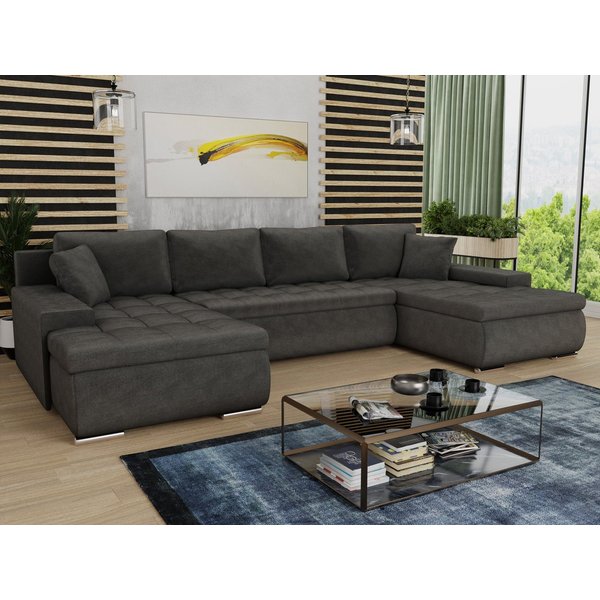 Sofnet Wohnlandschaft Faris U, mit Schlaffunktion und Bettkasten, Ecksofa, U-Form Couch, Schlafsofa mit Wellenfeder