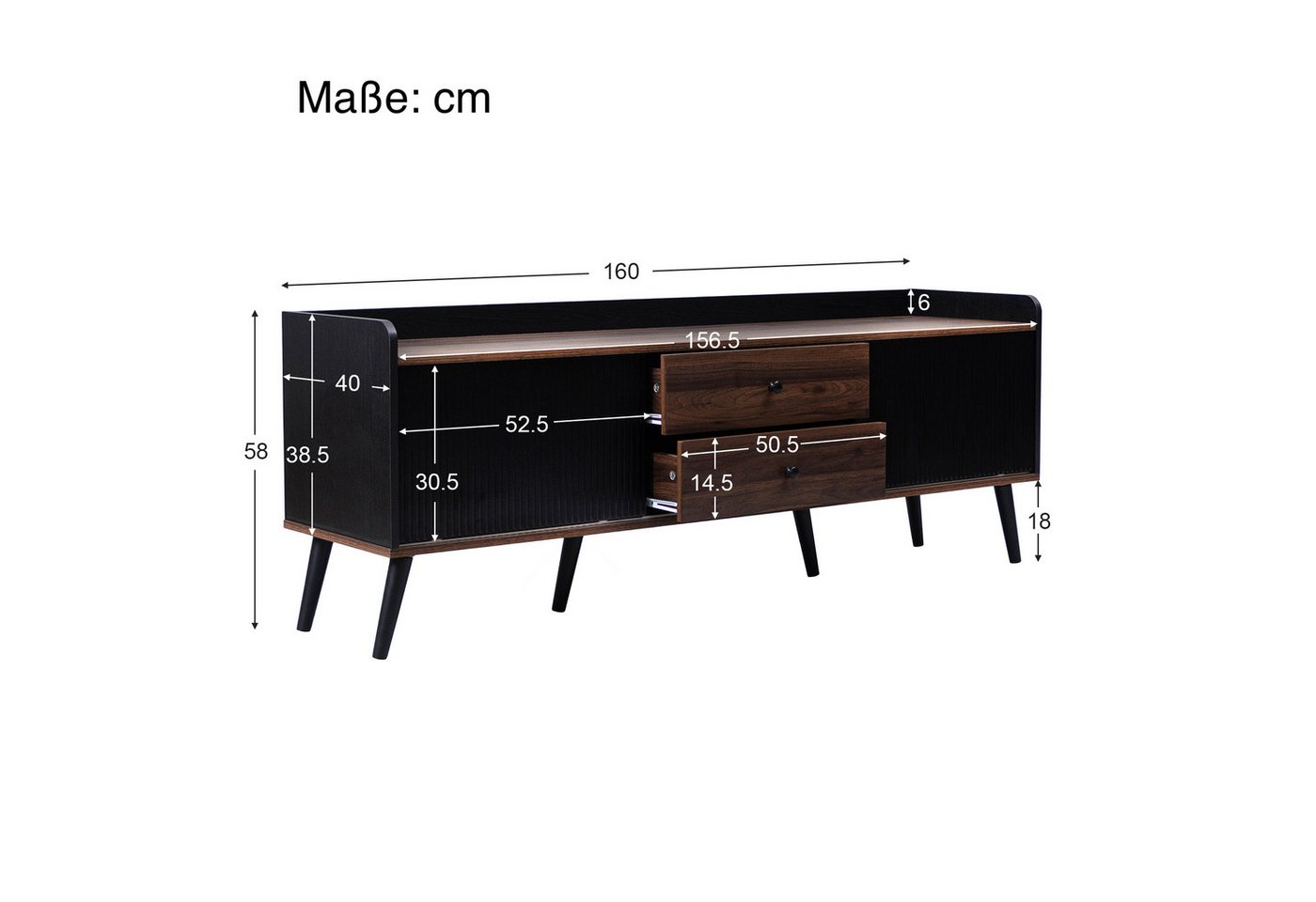 SOFTWEARY Lowboard Breite 160 cm, TV-Schrank, stehend – Bild 5 von 5